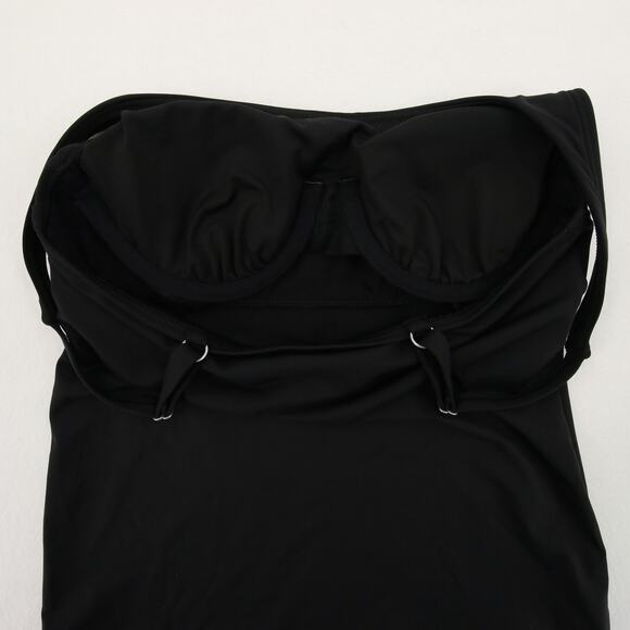 Lands’ End Tankini Top Swimsuit Black Solid Square Scoop Neck Underwire Size 2P - Picture 6 of 8